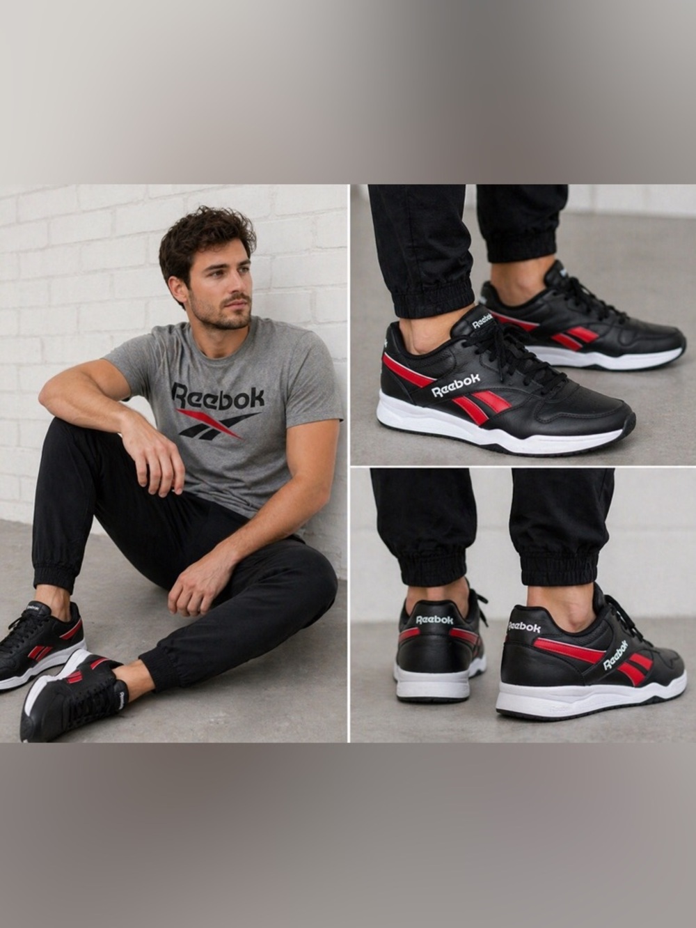 Reebok Royal BB4500 Low Men’s 9 Black Red Leather Sneakers
